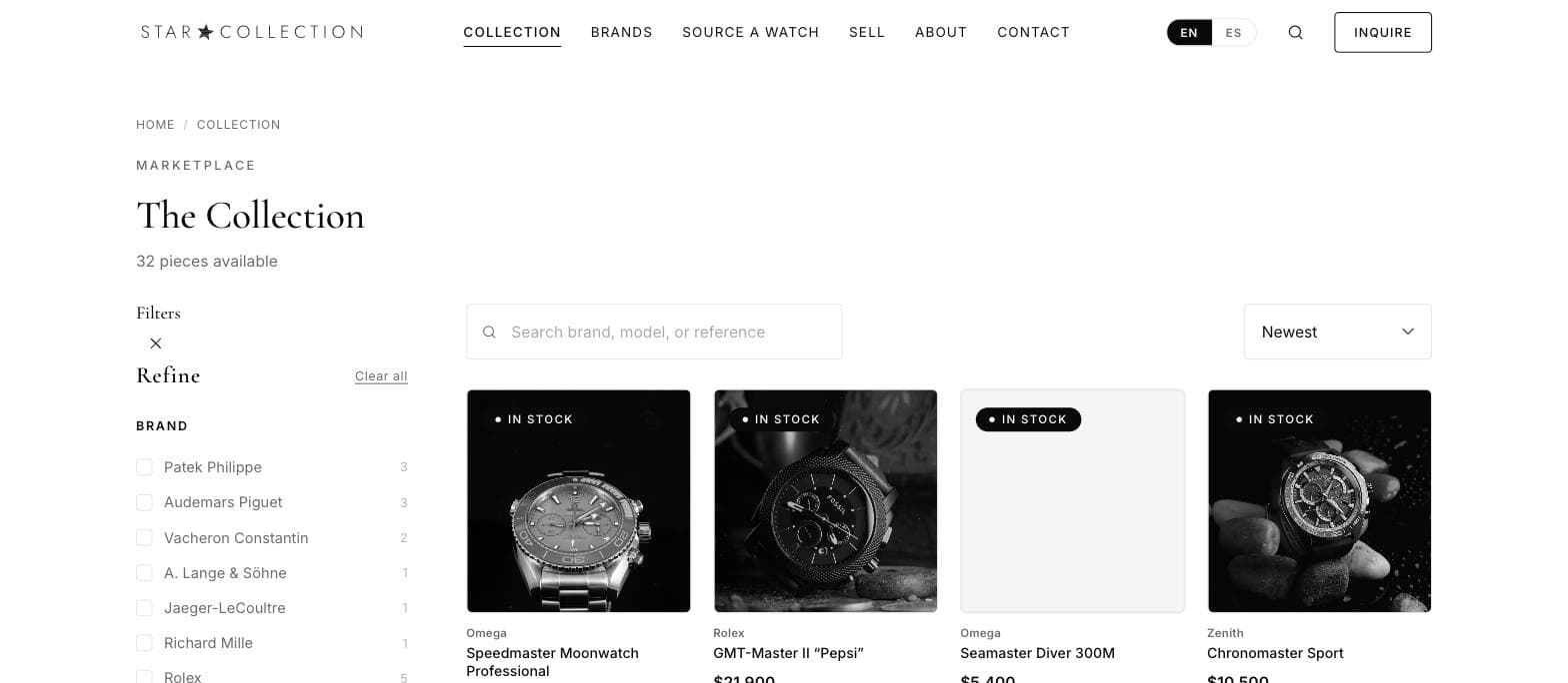 Star Collection Group · Collection page